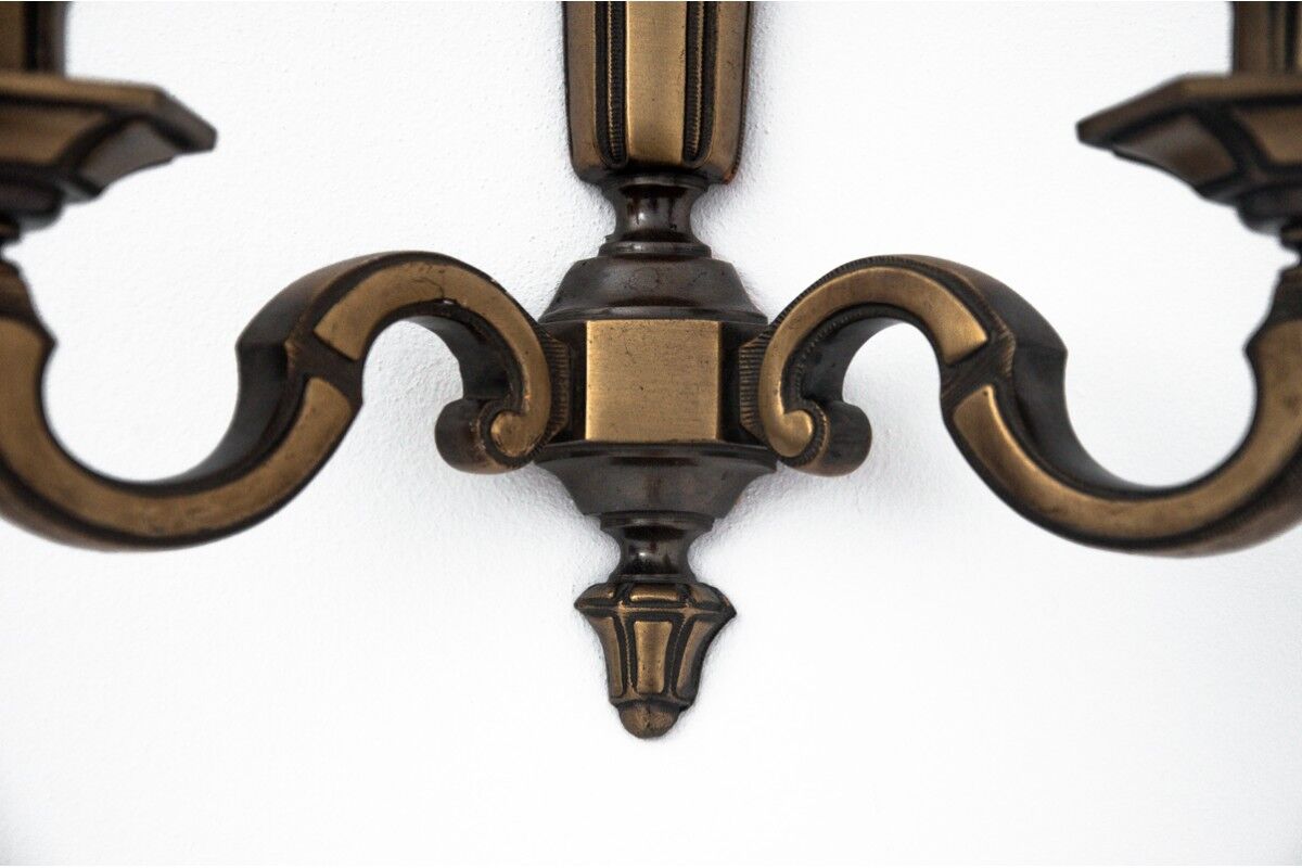 Set of brass wall lamps, Poland, 1950s
