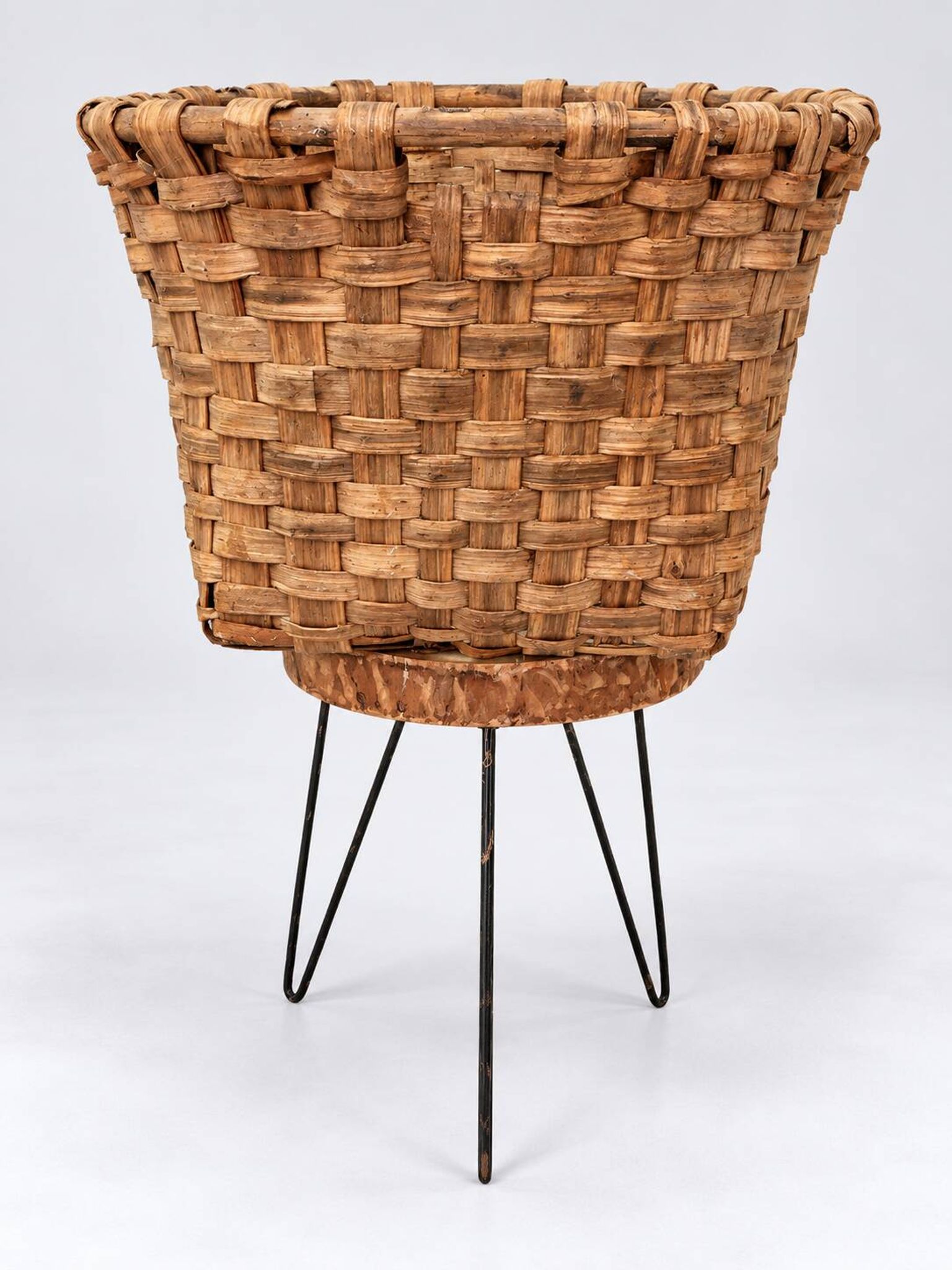 Large antique woven wooden basket – Artisan basketry