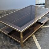 Coffee table with bronze mirror band by Belgo Chrom, 1970s.