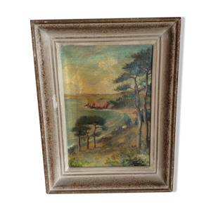 Tableau ancien, Paysage de bord