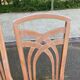 2 dining or kitchen chairs with high backs and fabric.
