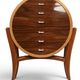 A tall Art Deco chest of drawers in beech and rosewood with 6 drawers.