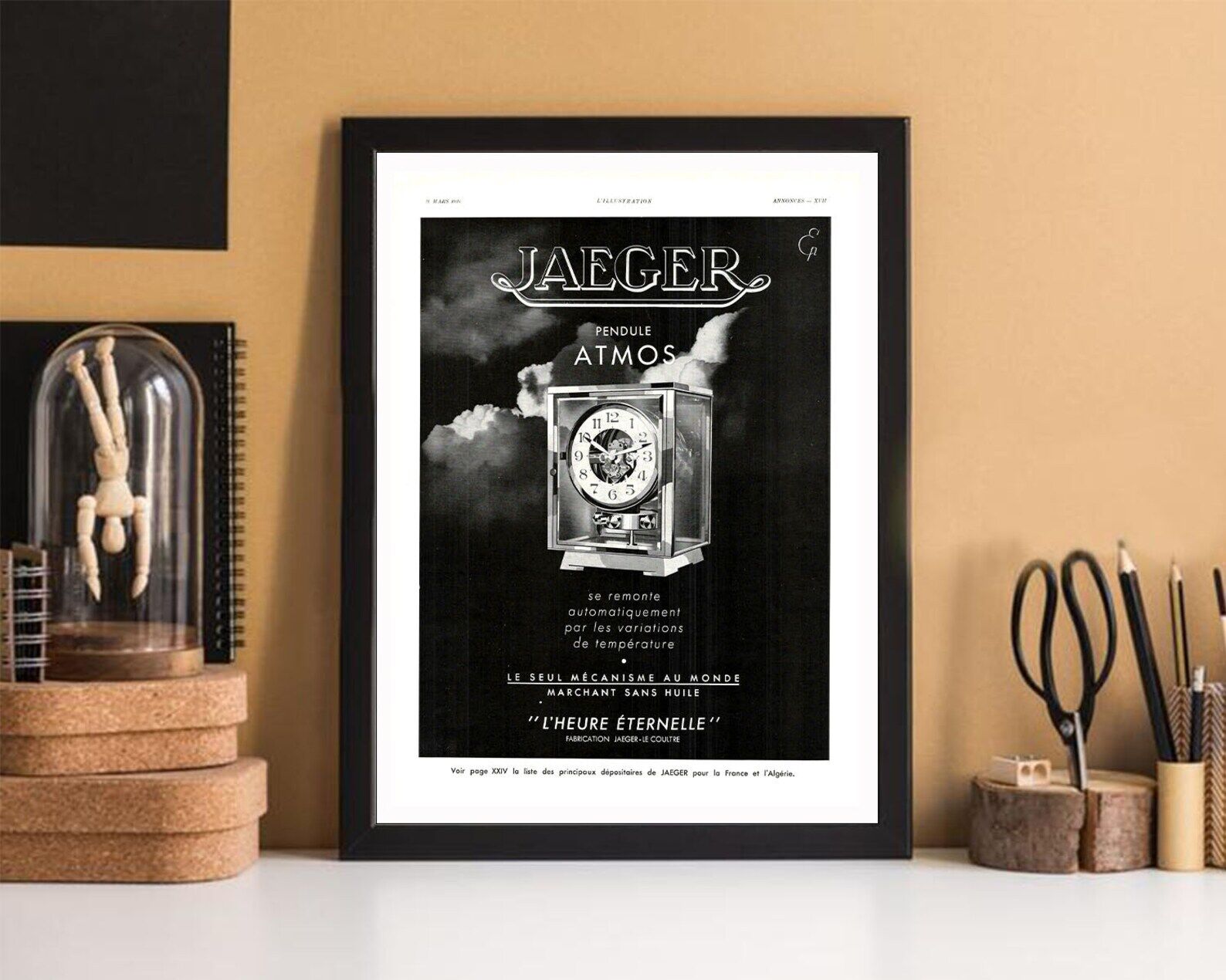 Vintage poster 30s Jaeger le Coultre Montre