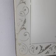 Vintage 1940s Italian design wall mirror with decorated glass