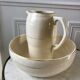 Toilet service in terre de fer longchamp cream with golden edging 40s-50s