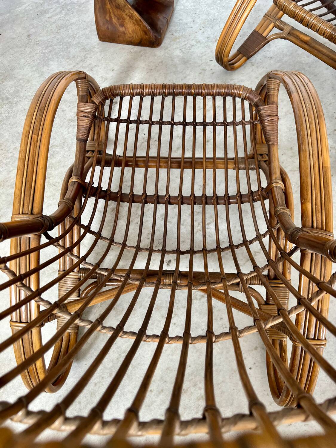 Set of 2 rattan lounge chairs armchairs Italian design from the 60s vintage rattan