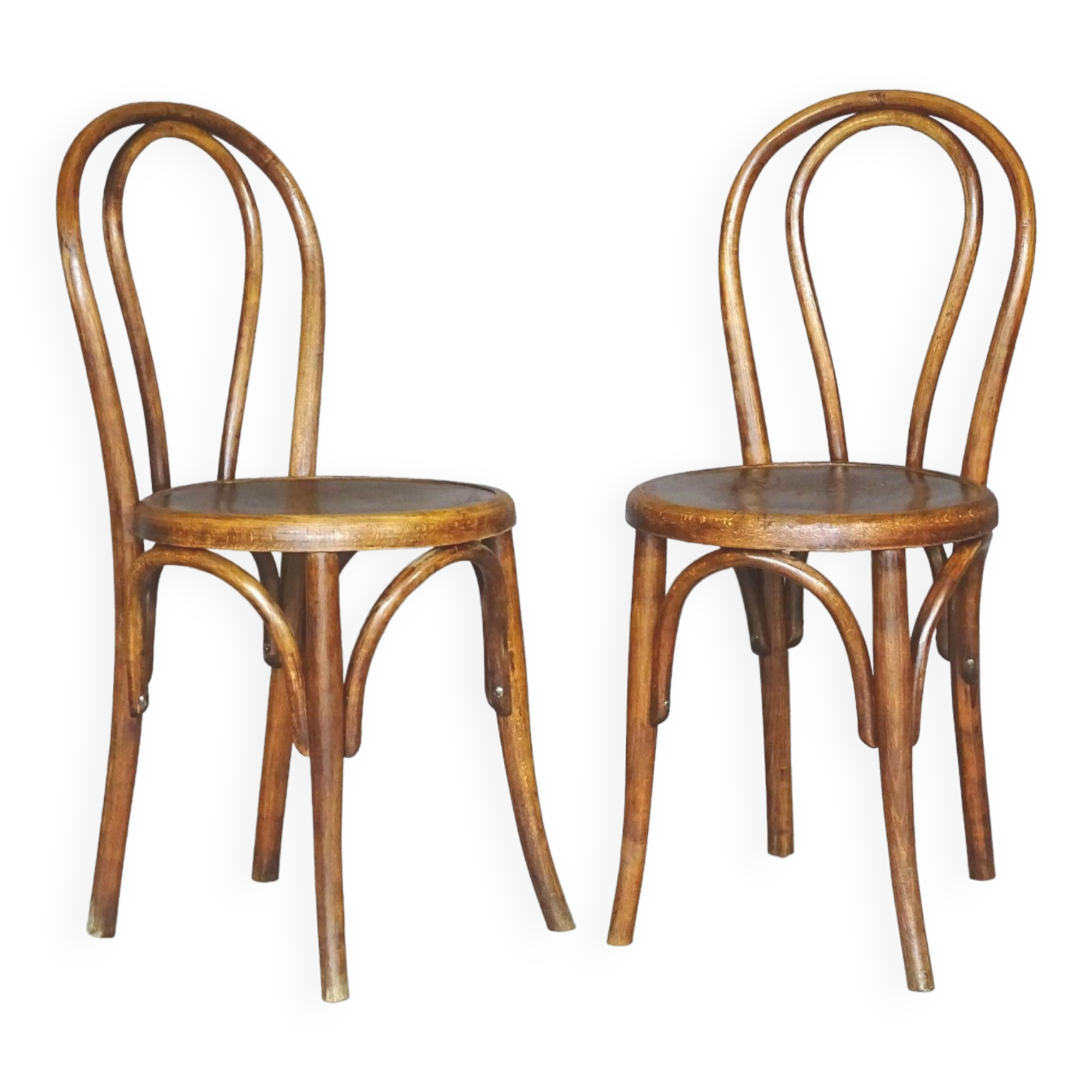 2 chaises Bistrot vers 1910 assise bois thermoformées