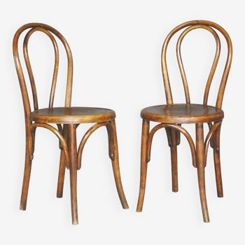 2 chaises Bistrot vers 1910 assise bois thermoformées