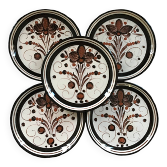 Serie de 5 assiettes signées