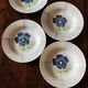 Lot 4 soup plates Blue Flower Hand Painted Collection Valentin Digoin Sarreguemines Coat of Arms