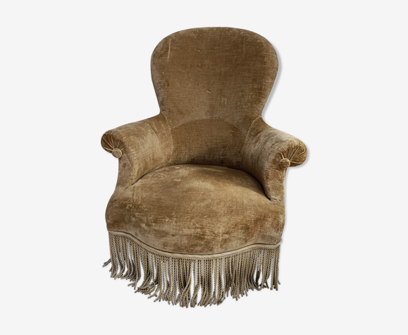 Fauteuil Louis Philippe acajou en velours