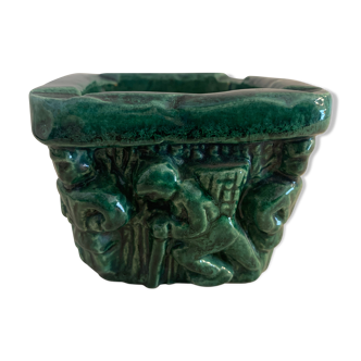 Green ceramic ashtray art deco style