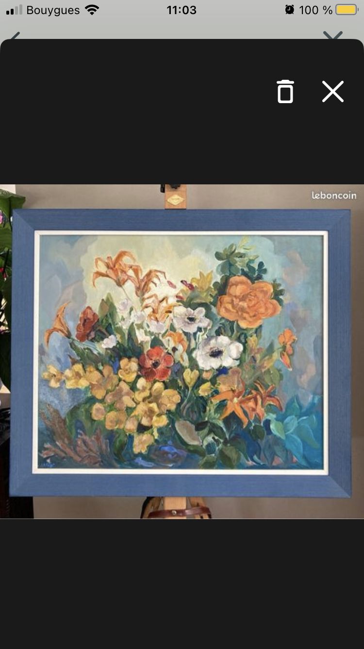Oil painting on isorel panel Bouquet fleuri signed FAYET twentieth era