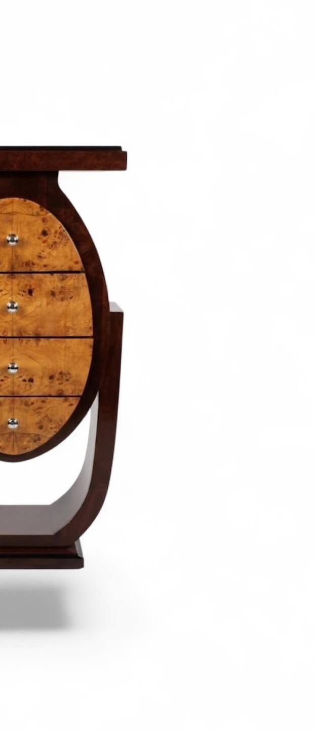 Art Deco commode in rosewood and elm burl