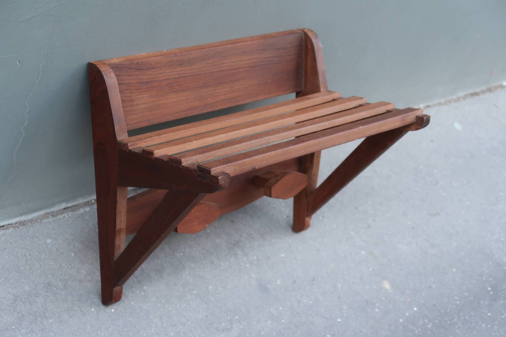 1950s wall coat rack in teak