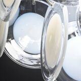 Large 36 Murano Glass White Disc Chandelier by Vistosi, 1970s