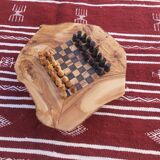 Jeux d'échecs rustique en bois d'olivier