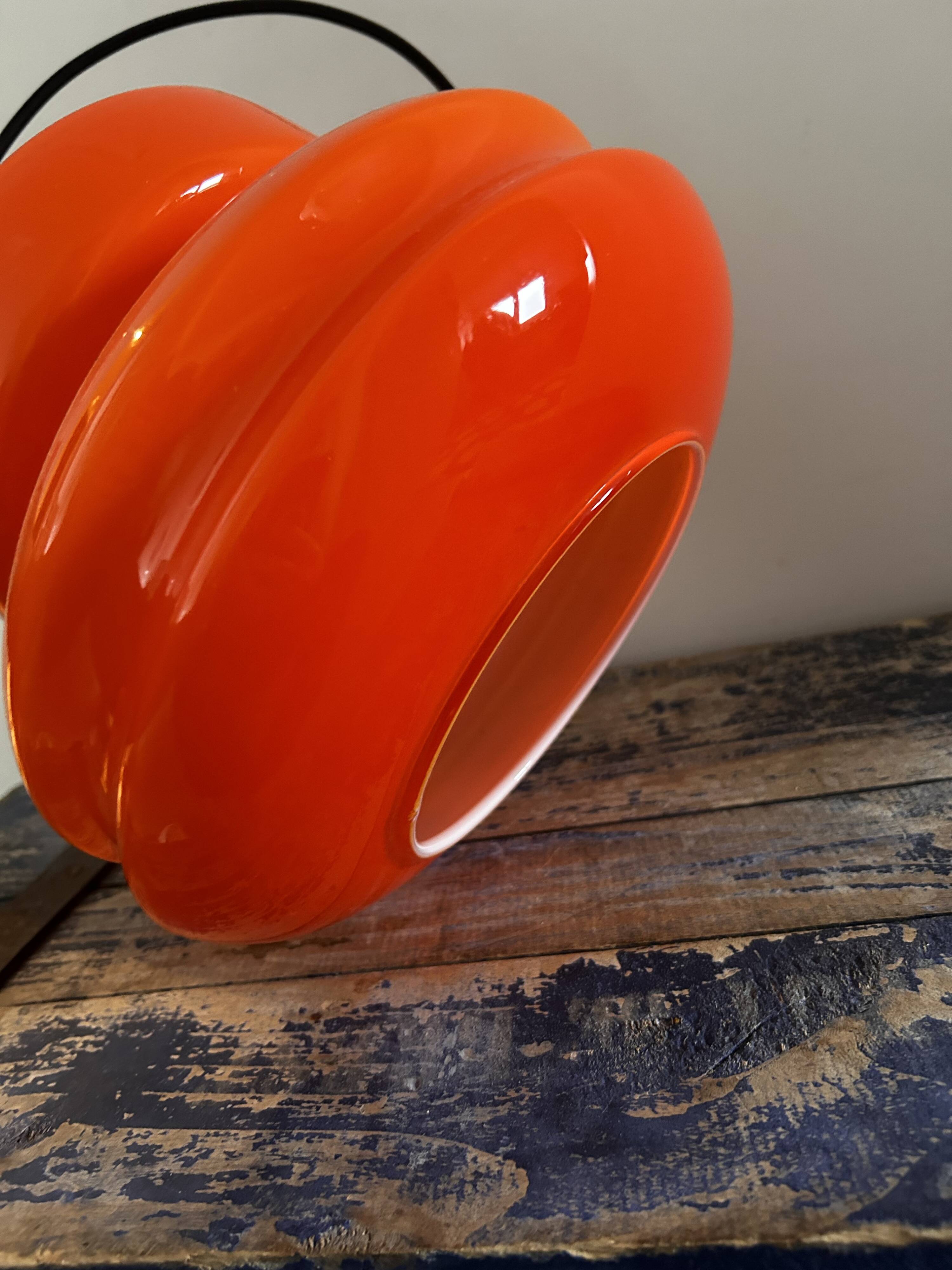 Vintage pendant light in orange opaline