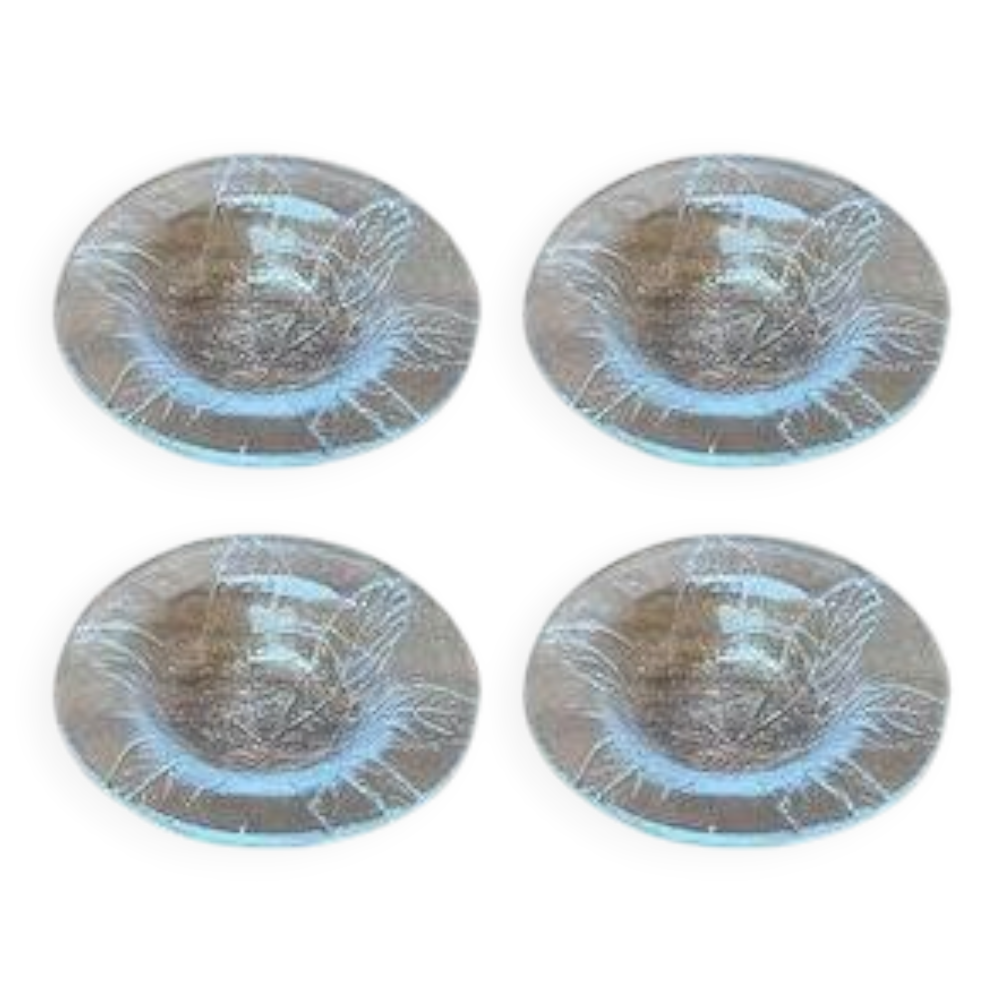 Set of 4 vintage Swedish glass bowls with floral design by Ann Wärff for Kosta Boda.