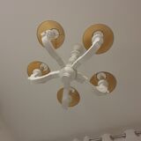White wooden chandelier 5 branches