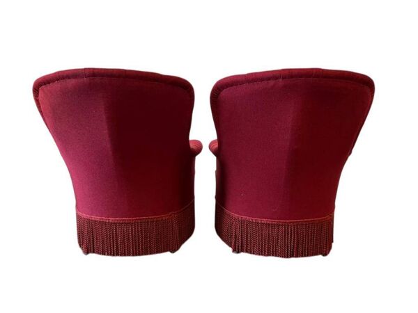 Set de 2 fauteuils cocktail vintage / fauteuils individuels avec franges