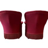 Set of 2 vintage cocktail armchairs / individual armchairs with fringes.