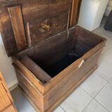 Large old 18th century solid wood chest / trunk / vintage flea market