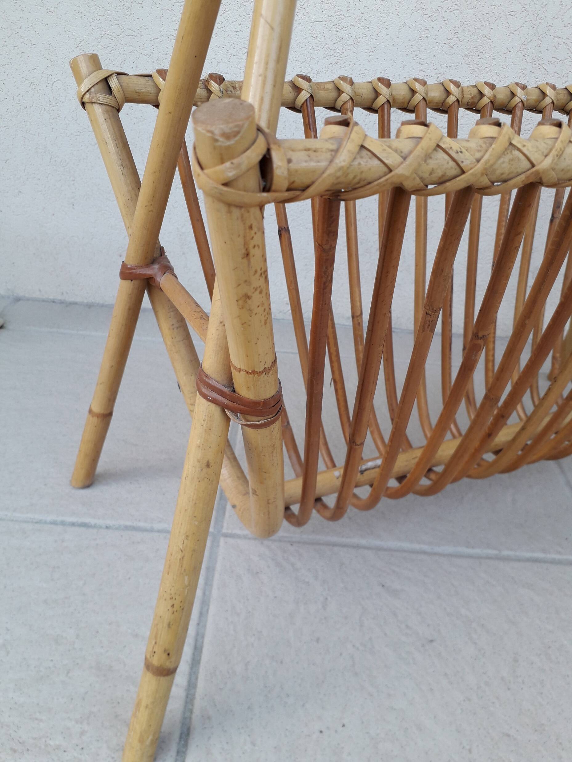 Rattan magazine rack