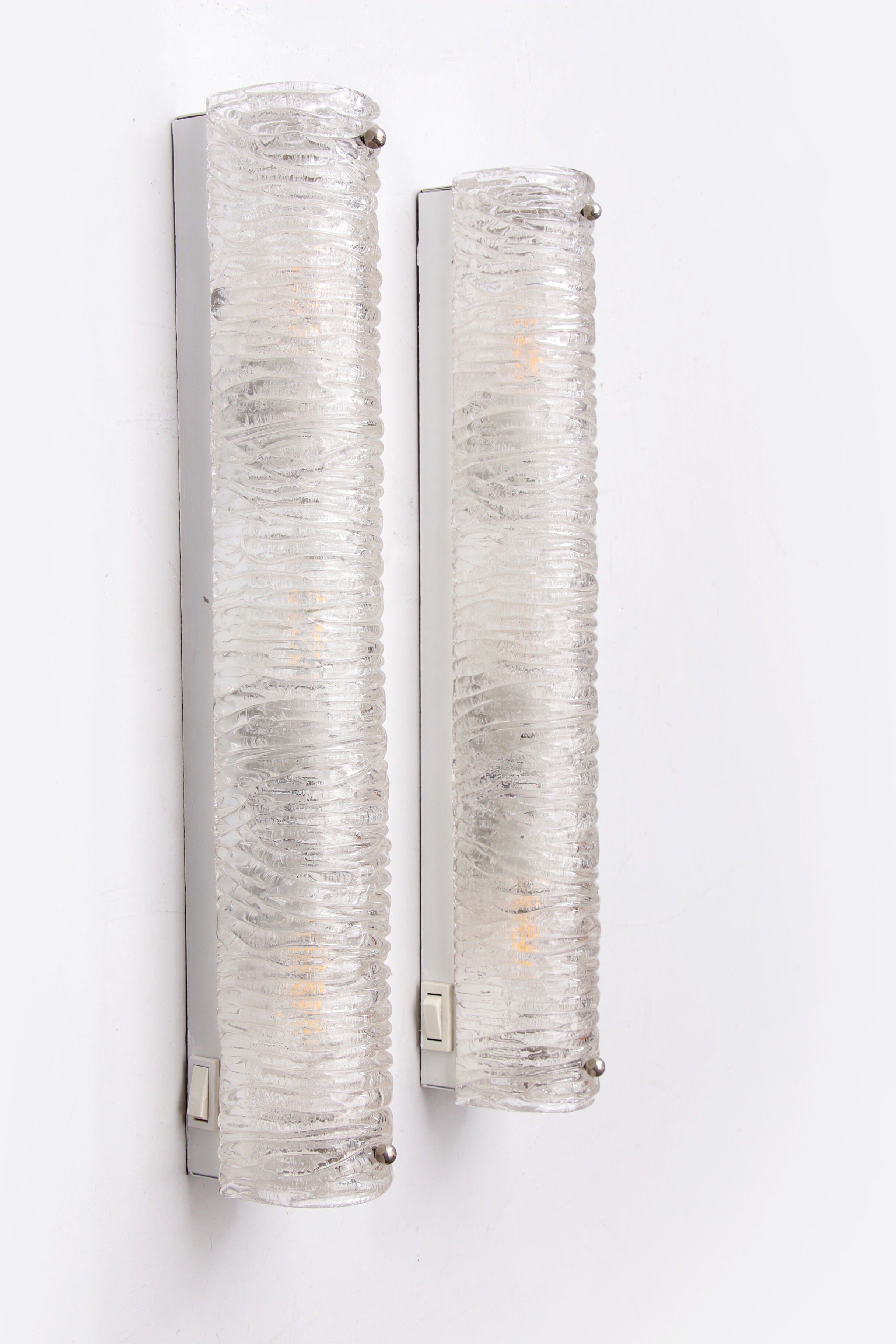 Set Elongated wall lamps by Honsel Leuchten with bubble glass, 1960