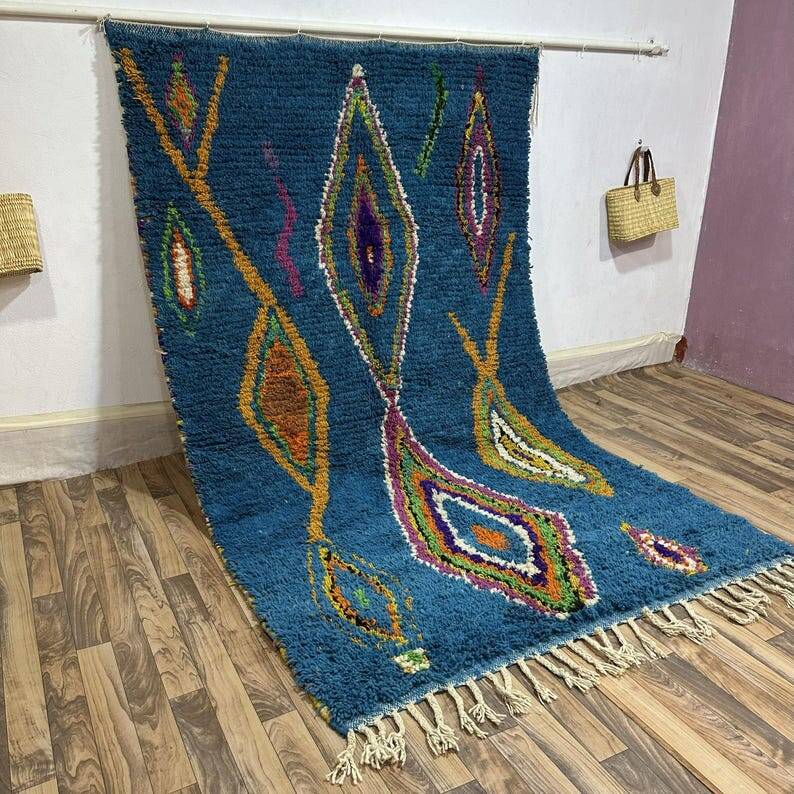 Teal blue Moroccan rug 150/250cm