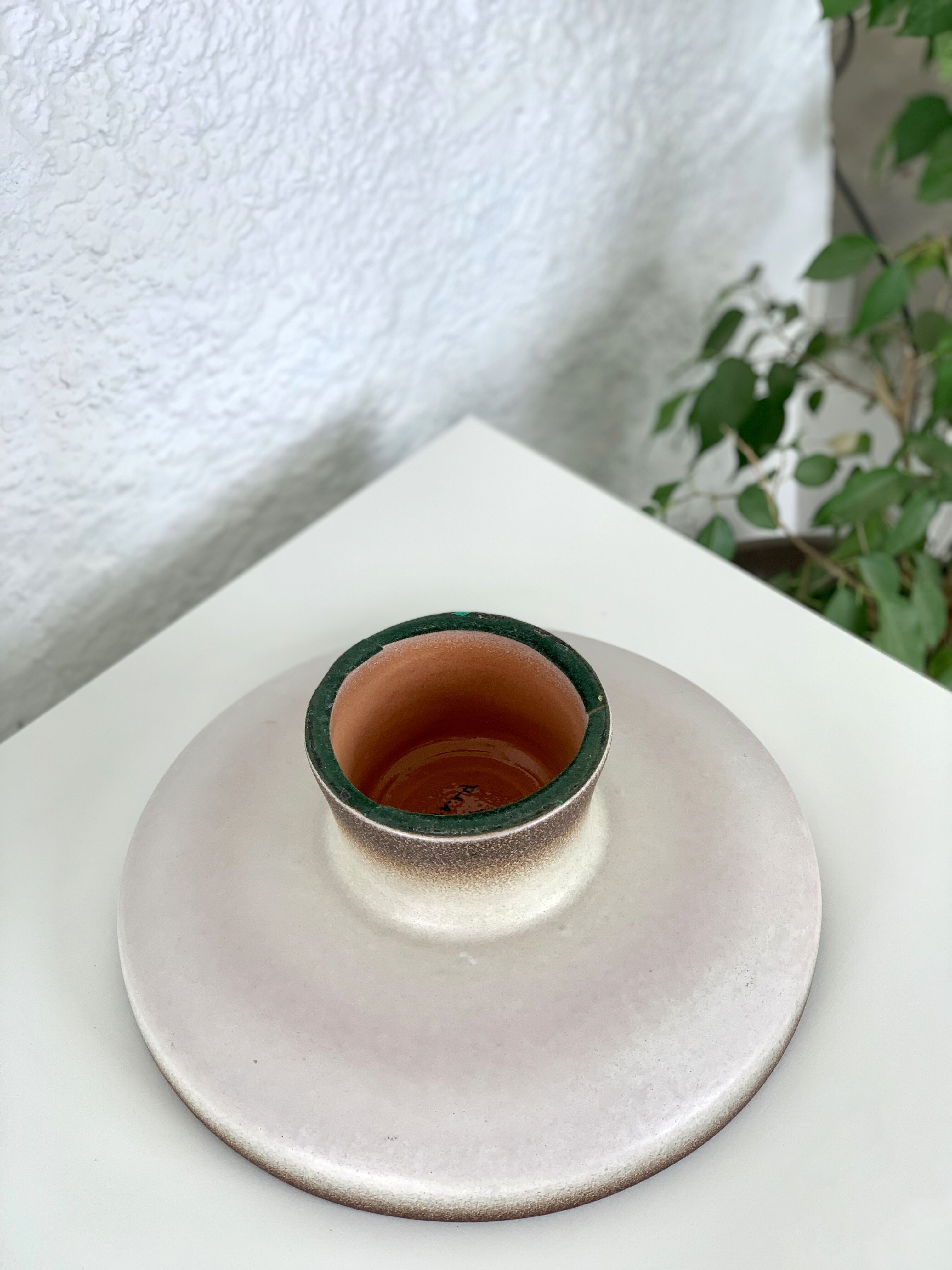 Artisanal ceramic compote bowl "Serra", 1960