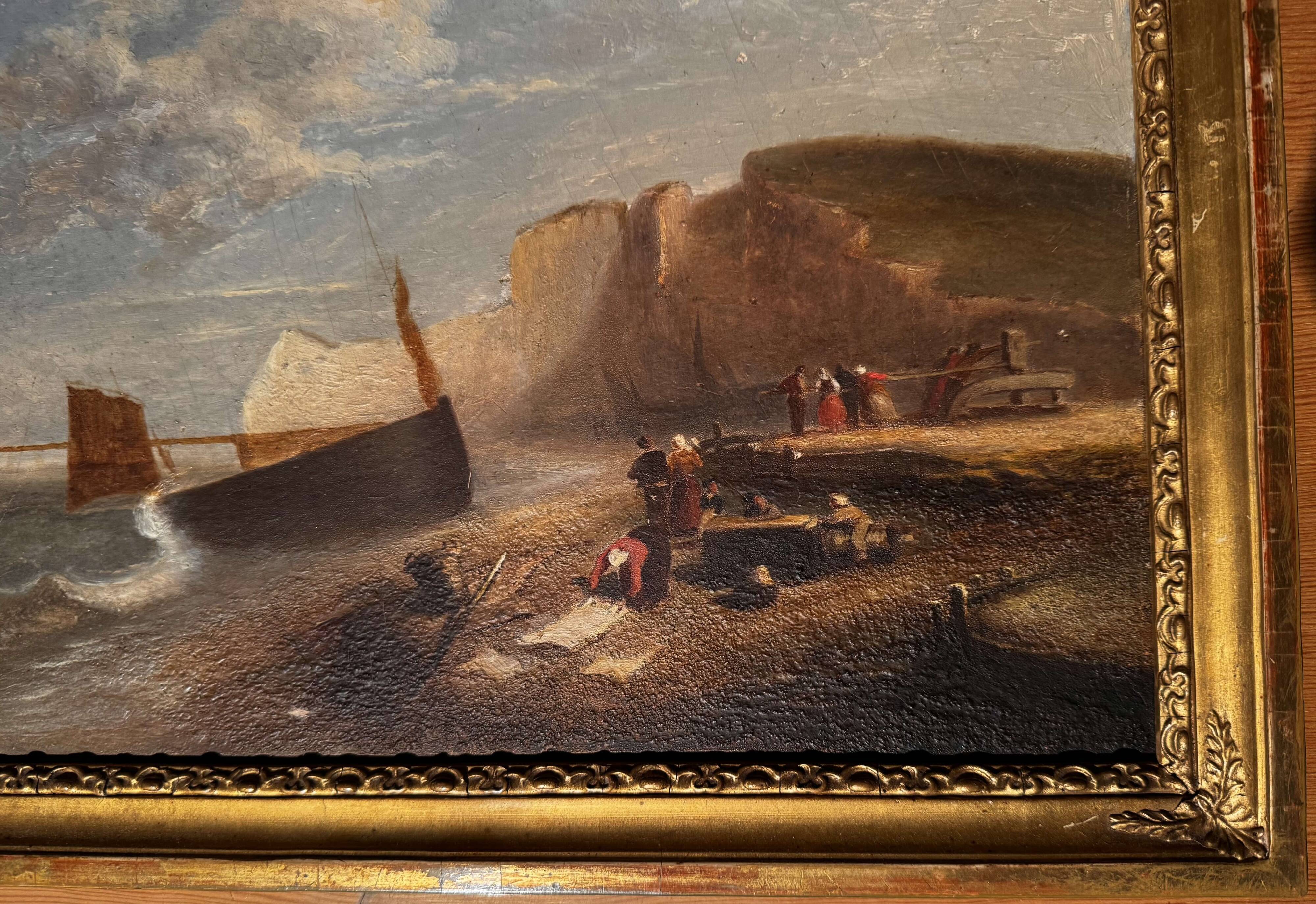 Falaise d'Amont à Etretat vers 1855