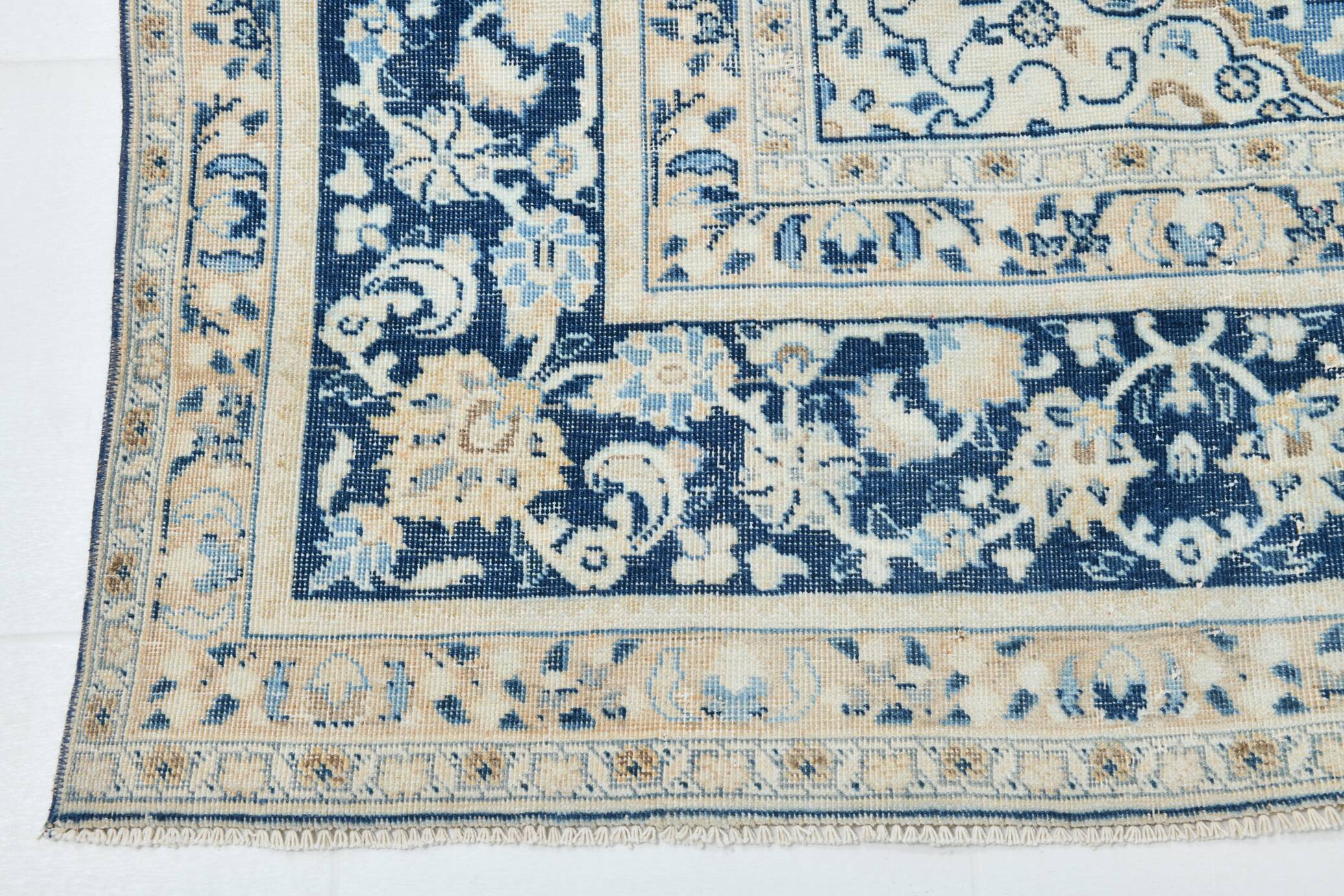 Élégance Persane en Bleu, Tapis Vintage d’Artisanat Raffiné, 282x385 Cm