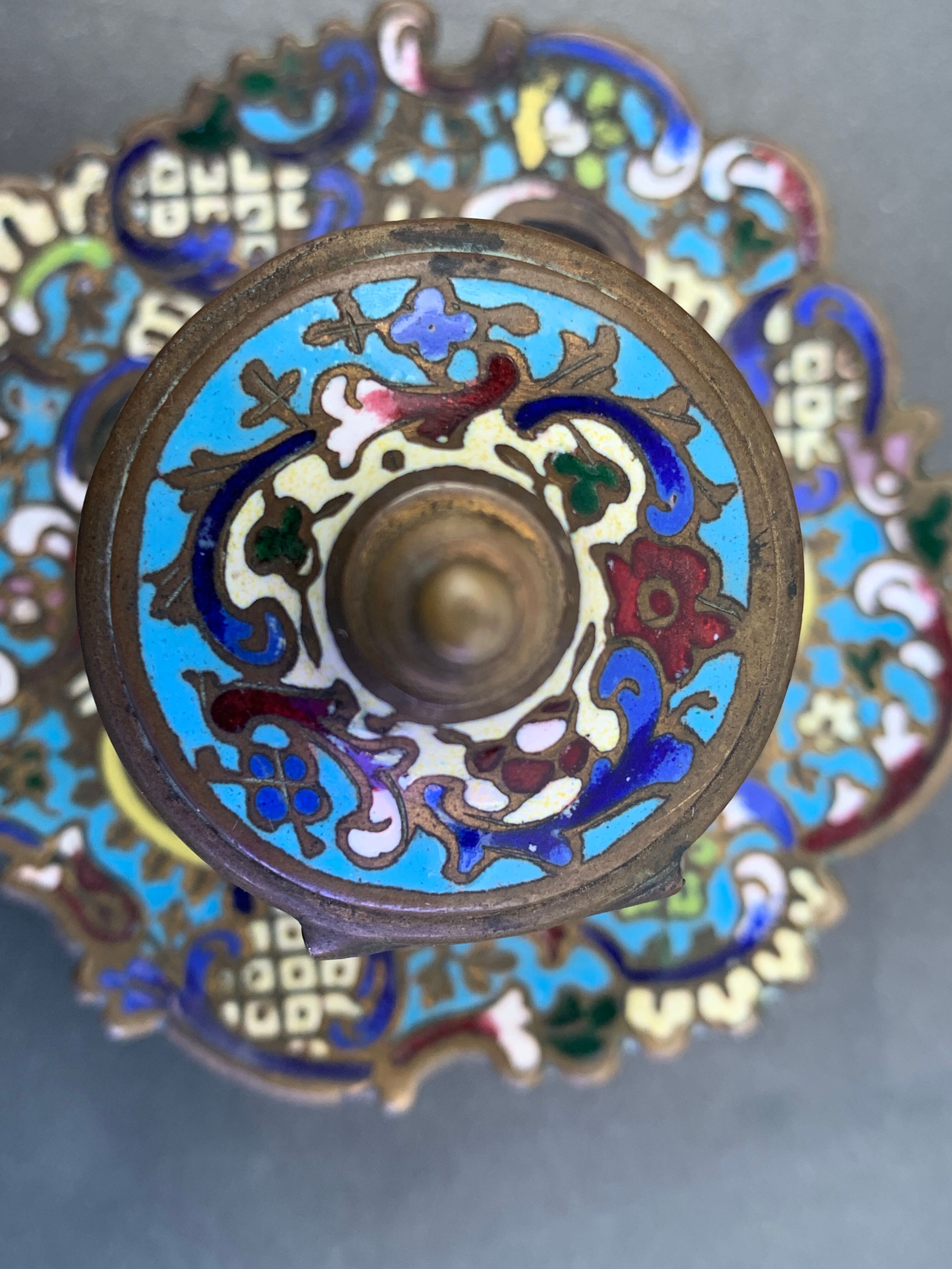 Bronze inkwell, cloisonné enamels, Napoleon III era