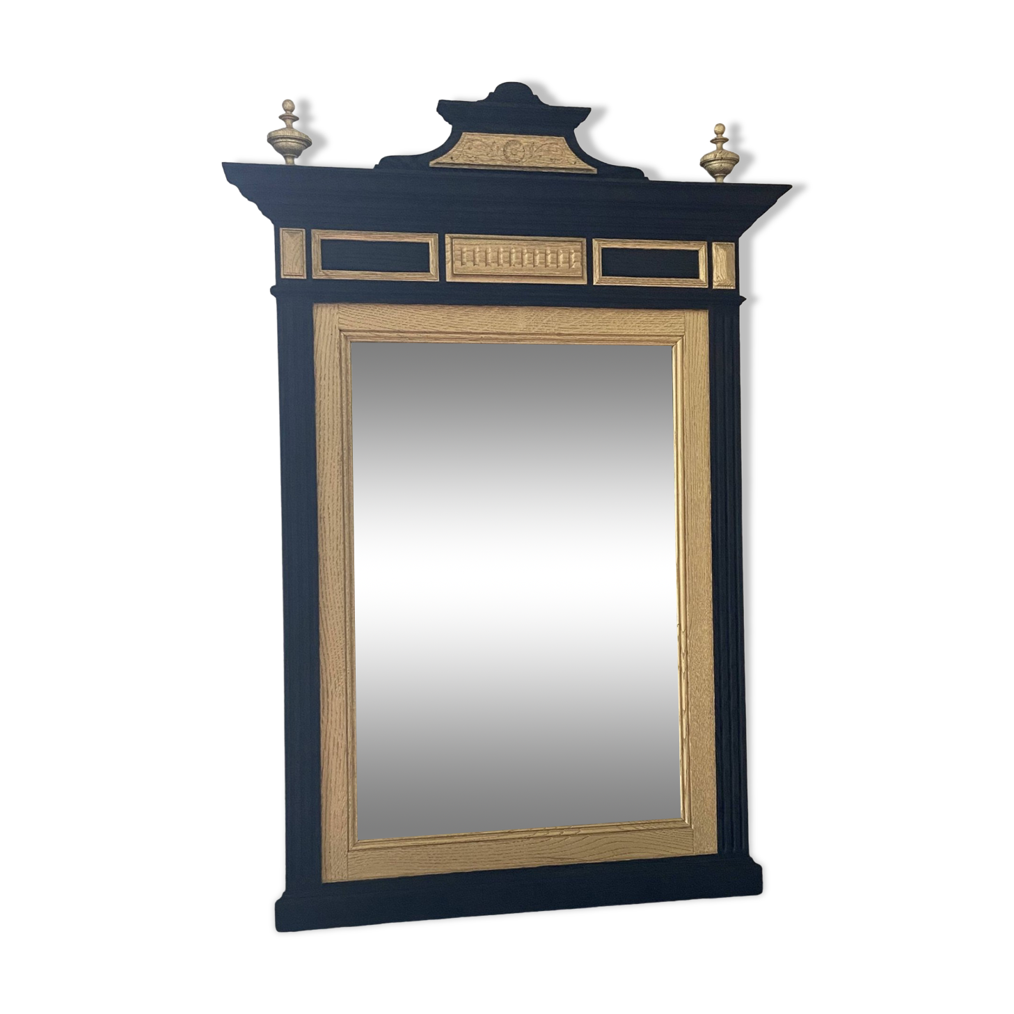 Large mirror in black and gold oak