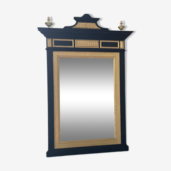 Large mirror in black and gold oak