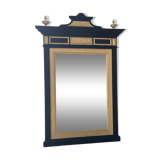 Large mirror in black and gold oak