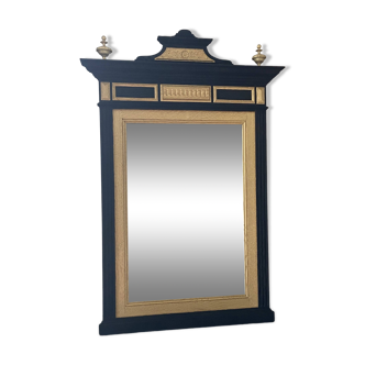 Large mirror in black and gold oak