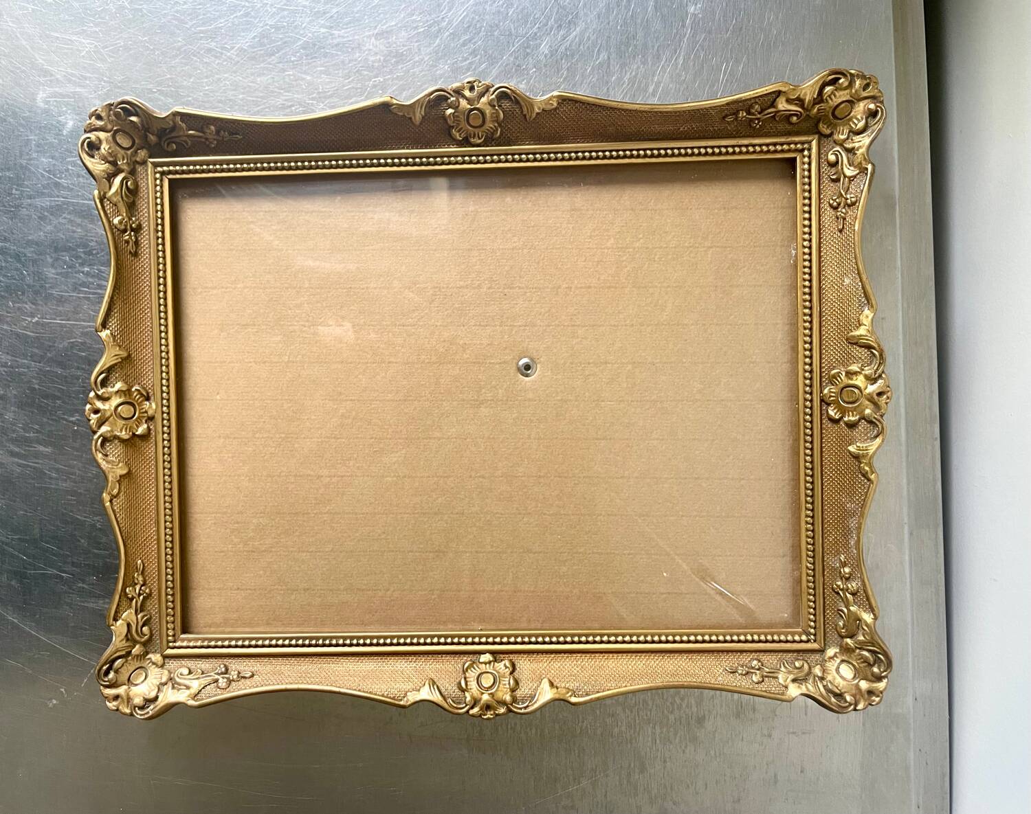 Antique Wooden Frame  gold colored  28 cm x 22 cm CONVEX Glass