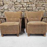 Pair of 50" Brutalist armchairs