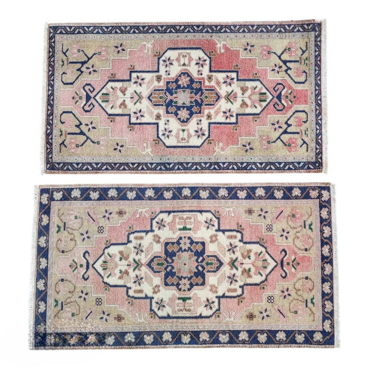 Set of 2 vintage handmade Turkish rugs 55x98 cm