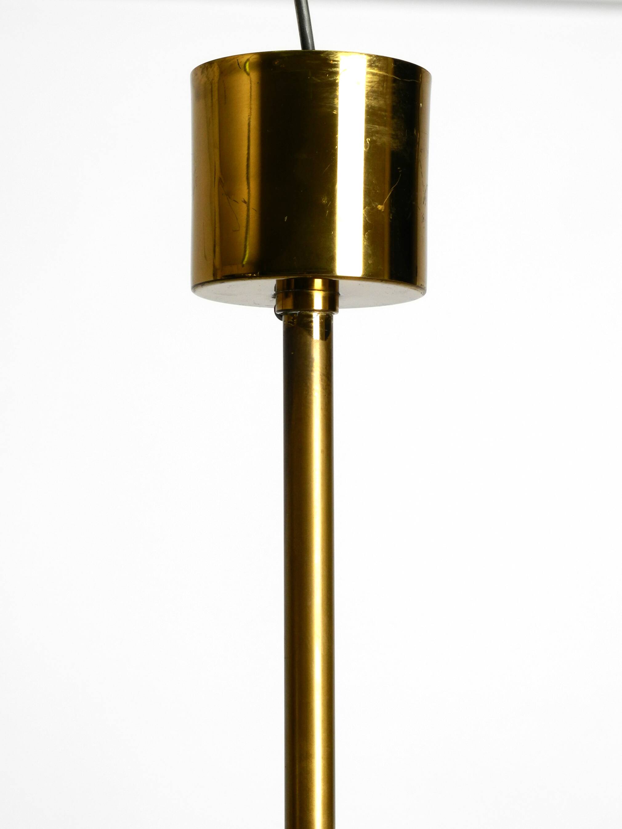 50s brass chandelier with white and transparent Murano glasses Franco Luce