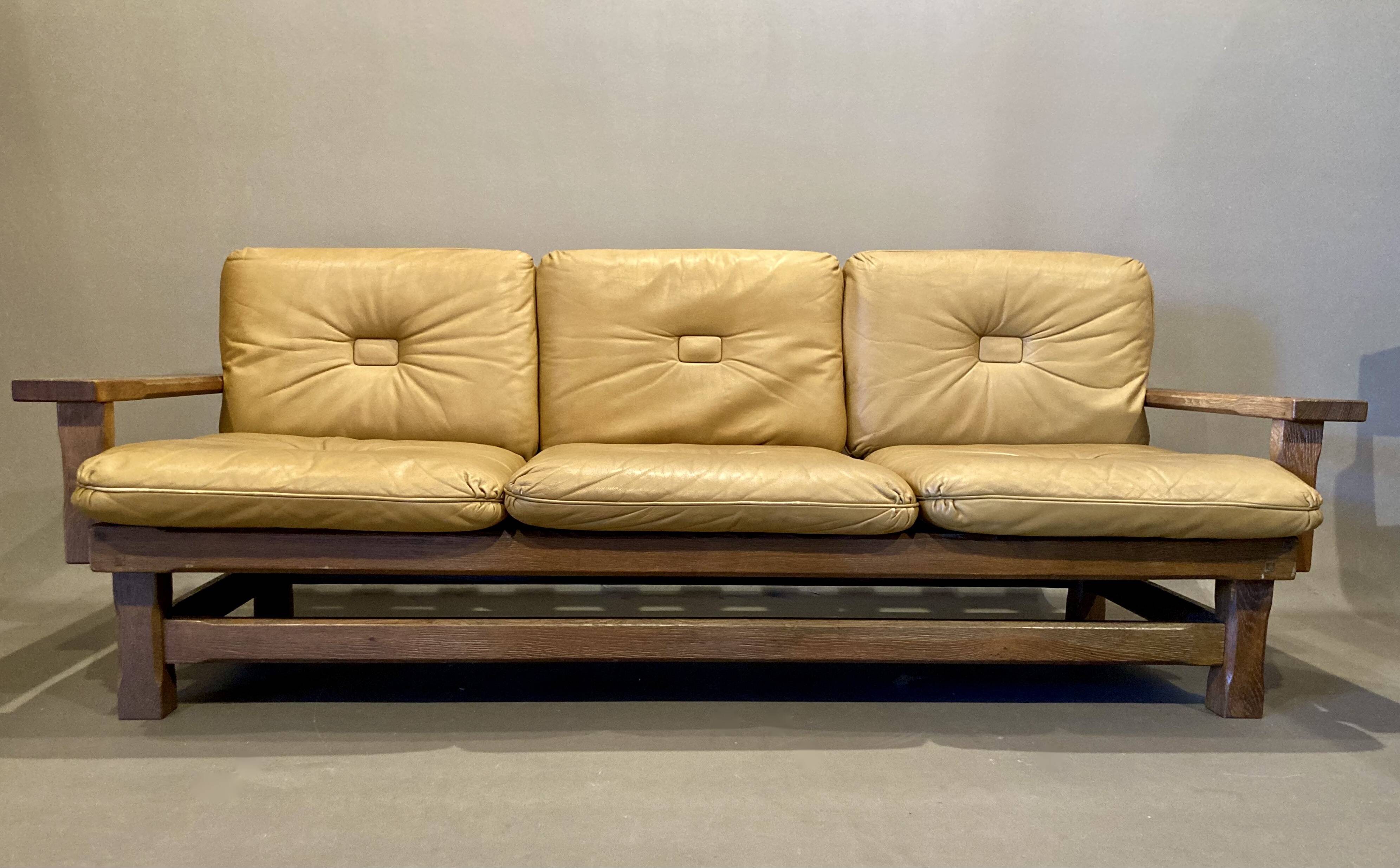3-seater leather sofa, Brazilian design, 1960s