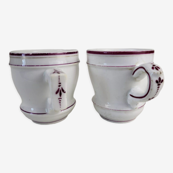 Set de 2 tasses brulots en porcelaine épaisse XIXeme