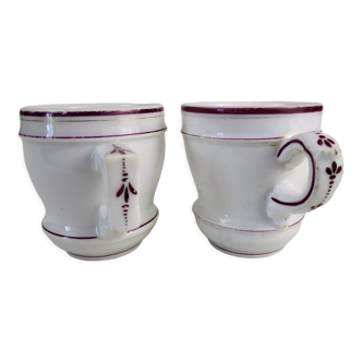 Set of 2 brulot cups in thick porcelain XIXth