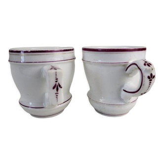 Set de 2 tasses brulots en porcelaine épaisse XIXeme