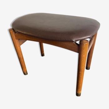 Stool in wood & leather 50/60