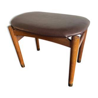 Stool in wood & leather 50/60