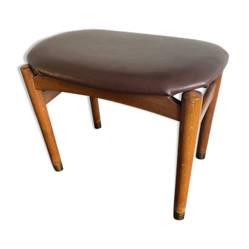 Stool in wood & leather 50/60