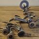 Lot brutalist rooster candlestick and 3 decorative